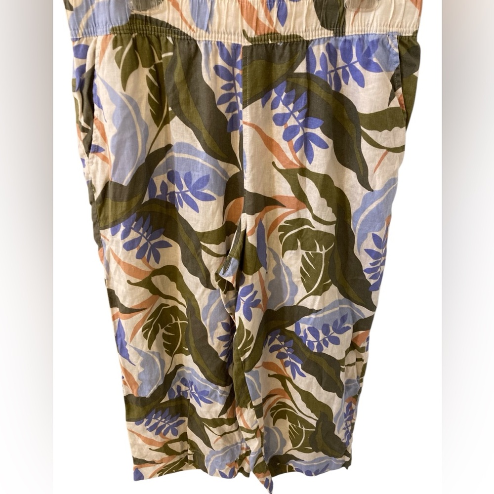 Tahari 100% Linen Blue Ivy Floral Crop Pant XL